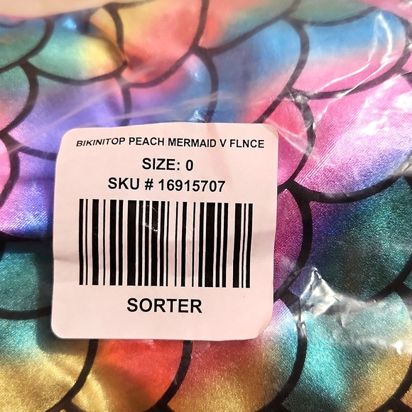 ❤️NWT VINTAGE TORRID SWIM TOP - MERMAID PRINT - WIRELESS SWIM FLOUNCE BIKINI - Picture 8 of 16